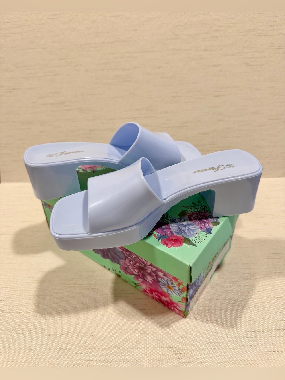 Forever Blue Jelly Slide Sandals Size 6.5